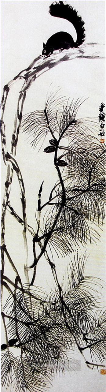 斉白石リス古い中国の墨油絵